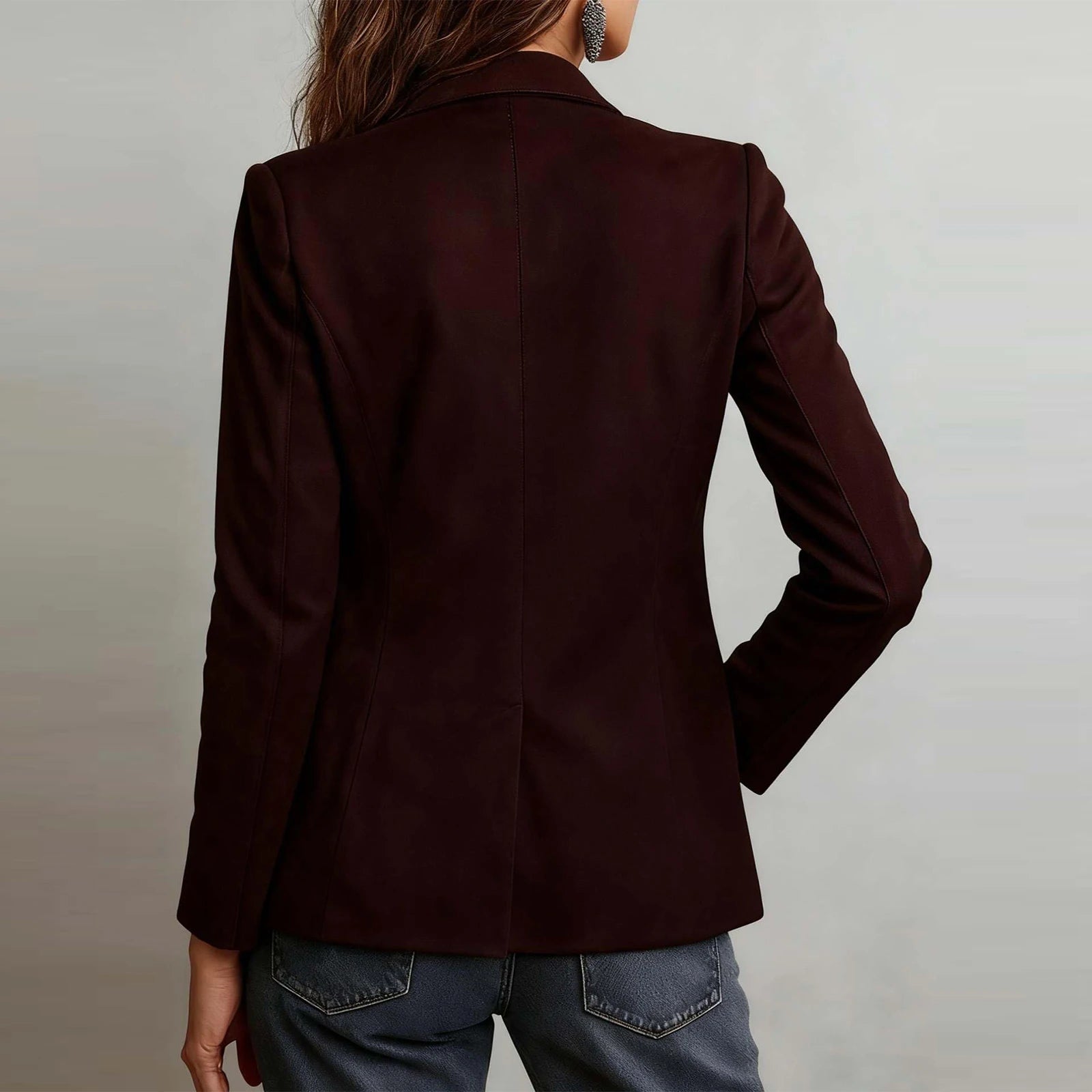 Women's Retro Suede Blazer Single-Breasted Spring/Autumn Fashion Jacket, Casual Versatile Lightweight Outerwear
