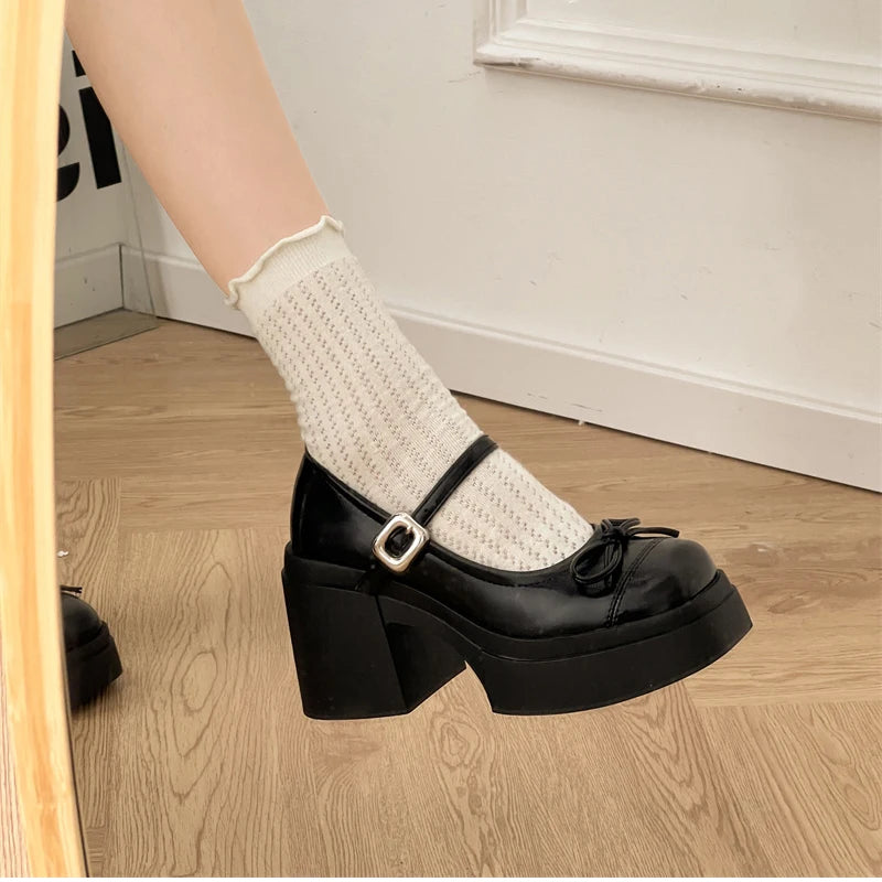 Damen Plateau Mary Jane Schuhe – Dicke High Heel Pumps