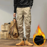Men’s Winter Y2K Harem Tactical Utility Fleece Cargo Pants