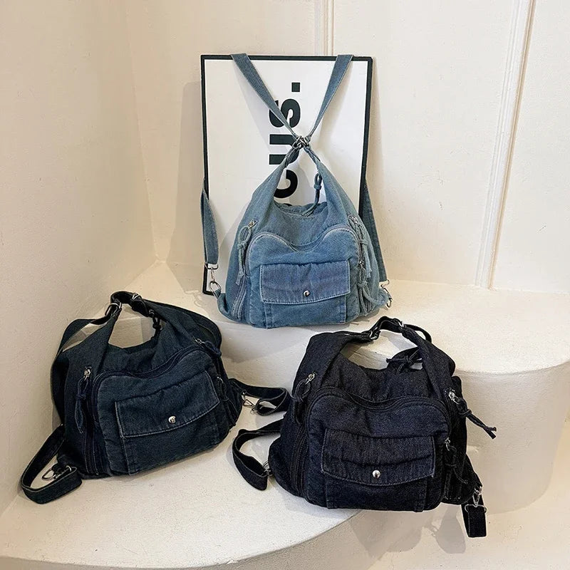Die trendige Indigo-Edge Denim-Umhängetasche