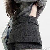 Women’s Low-Rise Tweed Skort with Belt | Gray Retro A-Line Wrap Skirt