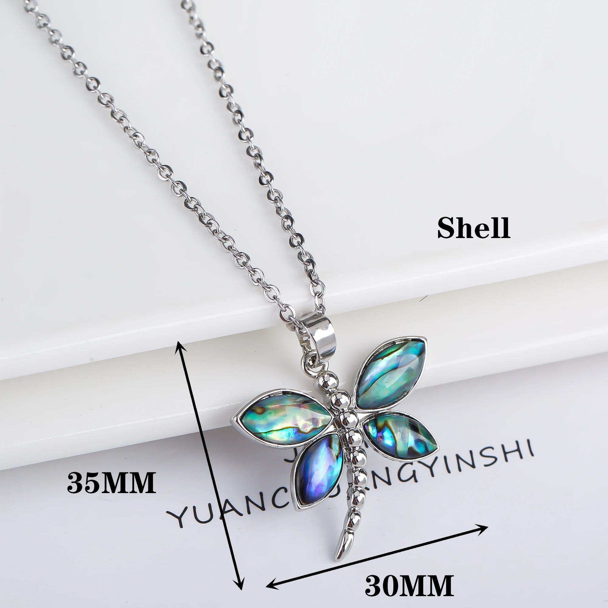 Halskette mit Anhänger aus natürlicher Abalone-Muschel in Schmetterling- und Libellenform