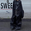 Damen Jeans mit mehreren Knöpfen, geschwungenem weitem Bein | Vintage Street Style gerade Hose