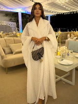 White Muslim Women Dress – Open Abaya Cardigan – Morocco Dubai Saudi Arab Robe