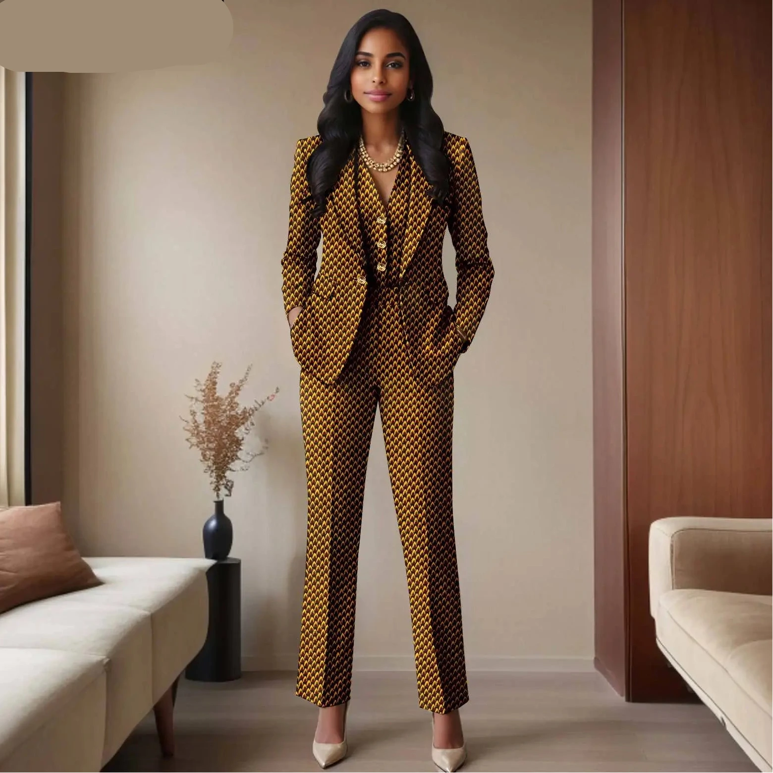 Das „Legacy“ Executive Set: Lebhafter 3-teiliger Anzug aus Ankara | Einreihiger Blazer, passende Weste & hoch geschnittene Hose
