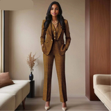 Das „Legacy“ Executive Set: Lebhafter 3-teiliger Anzug aus Ankara | Einreihiger Blazer, passende Weste & hoch geschnittene Hose