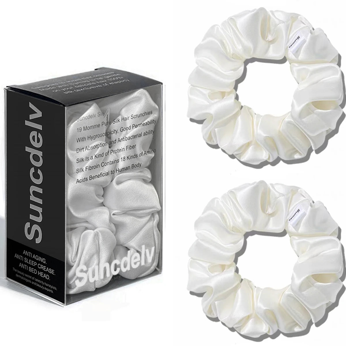 The "Silk-Glow" Duo: 2Pcs Pure 22 Momme Natural Silk Scrunchies