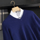 Herren Pullover aus 100 % reinem Kaschmir – Herbst Winter verdickter V-Ausschnitt Pullover