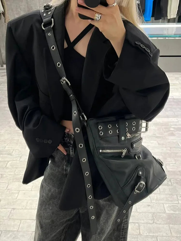 The Moto-Vault Silhouette Vintage Black Rivet Handbag