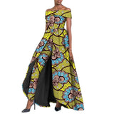 High-Split Long Dress and Ankara Pants, Traditional Dashiki Wax Print Outfit