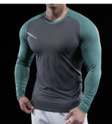 Men’s Gym Fitness Display Long Sleeve T-Shirt | Elastic Moisture Wicking Tights