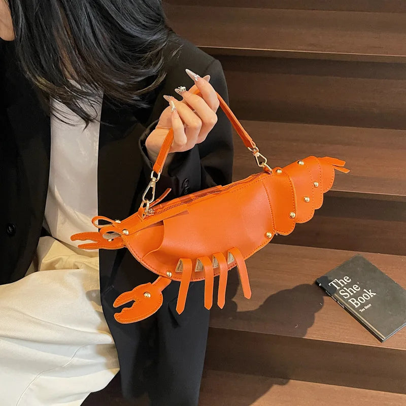 Niedliche Hummer-Umhängetasche | Lustige kreative Handtasche aus PU-Leder