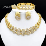 Neuestes italienisches Goldschmuck-Set für Damen – Luxuriöses afrikanisches Statement-Halskette und Ohrringe