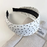 Retro Schwarz-Weiß gepunktetes Haarband mit breitem Rand für Damen