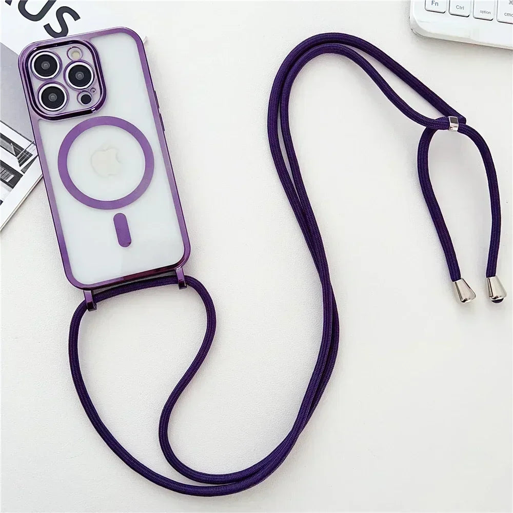 MagSafe Crossbody Lanyard Clear Case for iPhone 17 Air 16 15 14 13 Pro Max