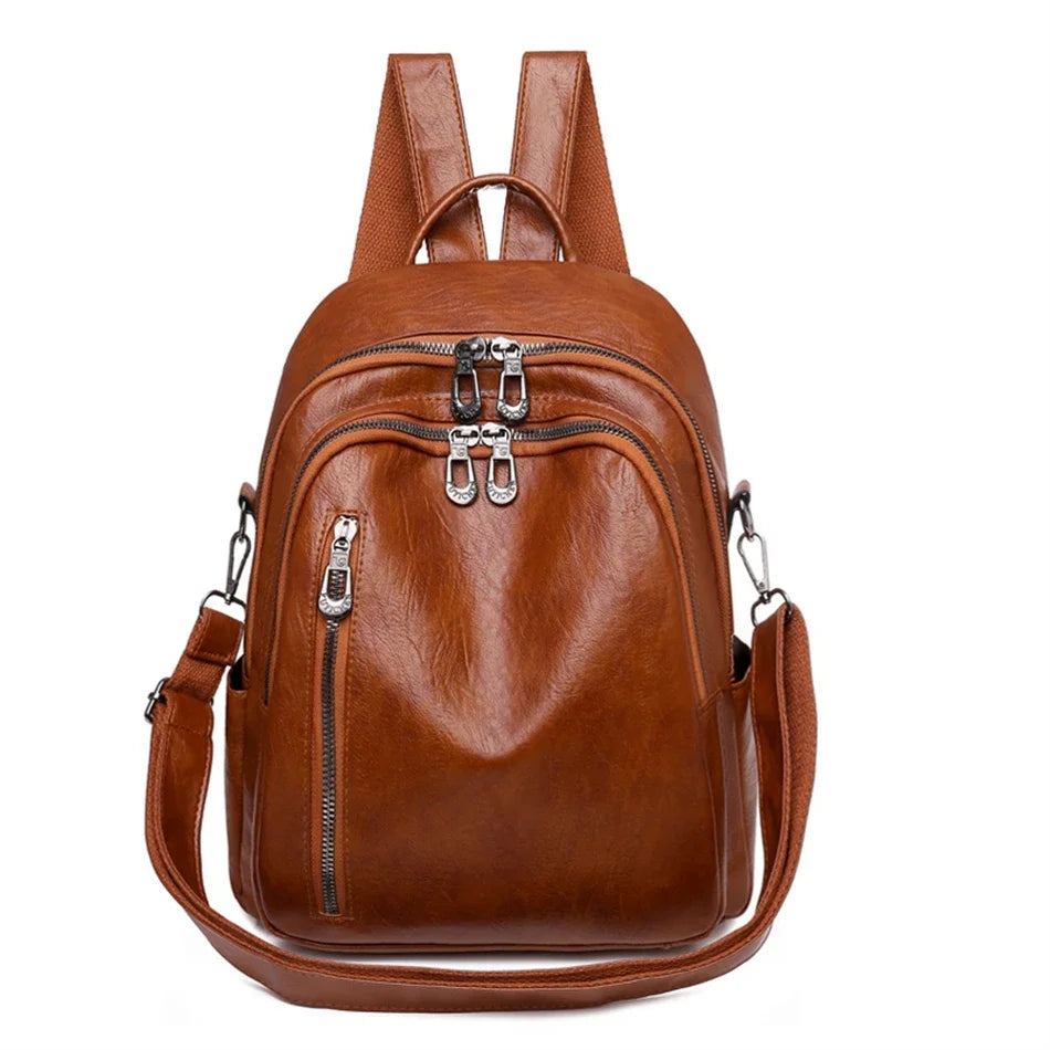 Weiche Damen-Schultertasche aus PU-Leder | Multifunktionaler Reise-Rucksack