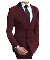 Herren Zweiteiliger Zweireiher-Anzug – Slim Fit Sakko mit fallendem Revers, legerer Smoking