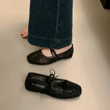 Damen Mary Jane Ballerinas – Atmungsaktive Schmetterlingsknoten Fashion-Schuhe