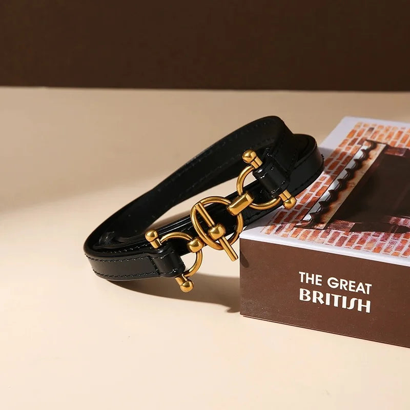 Luxury Women’s Skinny Leather Belt – Classic Solid Color Thin Waist Belt for Dresses