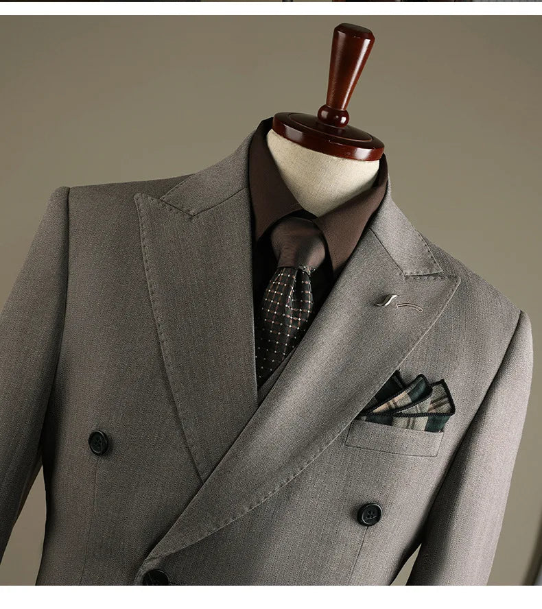 High-Quality 3-Piece Men’s Suit – Slim Fit Double-Breasted Formal Business Set