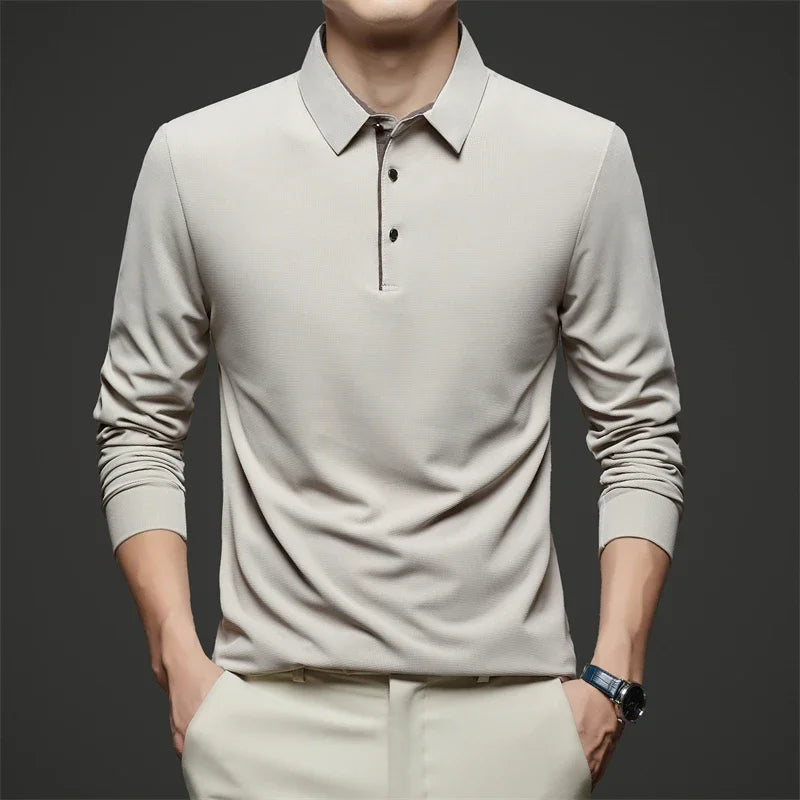 Herren Langarm-Poloshirt – Business Casual Uni-Oberteil