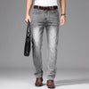 Herren Graublaue Ausgefranste Dünne Jeans | Klassischer Stil Business Fashion Denim