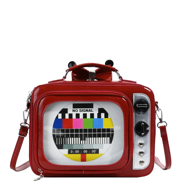 Lustige Retro-TV-Cartoon-Handtasche | Kreative transparente quadratische Tasche für Frauen