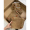 Women’s Brown Lace Bear Patchwork Wide-Leg Jeans