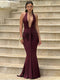 Sexy Deep V-Neck Draped Maxi Dress – Women’s Summer Halter Backless Long Dress