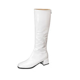 Damen kniehohe Stiefel – Winterstiefel mit niedrigem Absatz