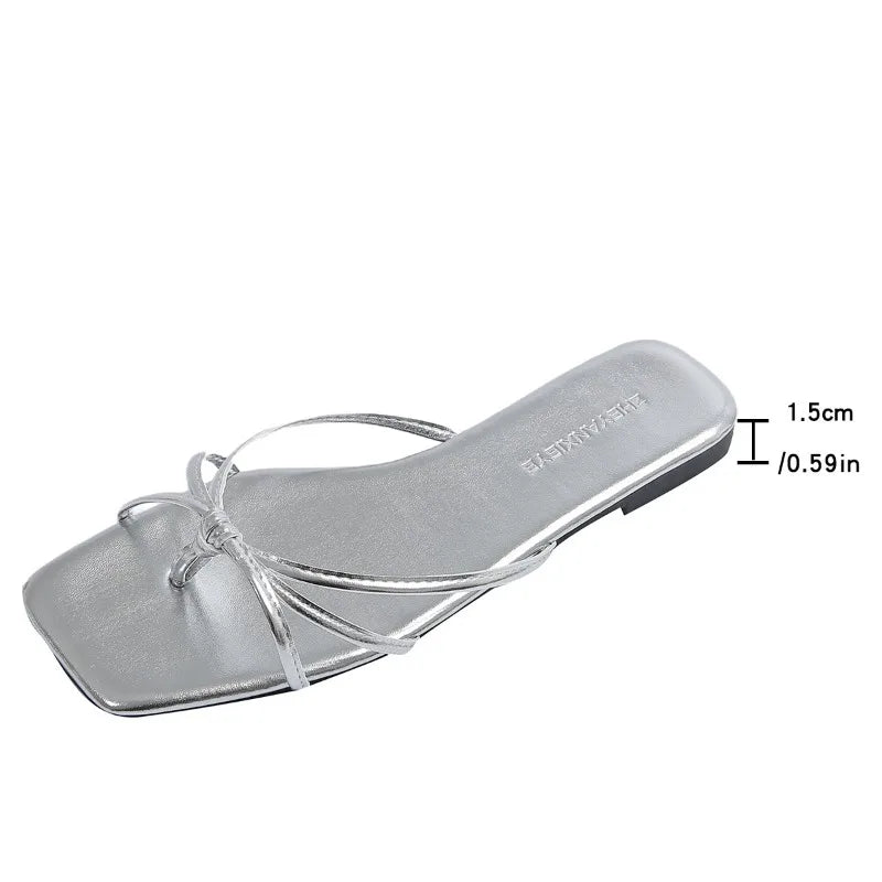 Damen Bequeme Strand-Flip-Flops – Lässige Slip-On-Pantoletten, Modische Anzieh-Slides