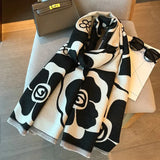 Elegant Flowers Soft Acrylic Scarf Long Wrap for Women
