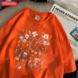 Beautiful Flower Clusters Cotton T-Shirt - Women's Floral Graphic Tee