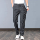 Klassische Herren-Arbeitshose mit Karomuster – Slim Fit Stretch-Businesshose