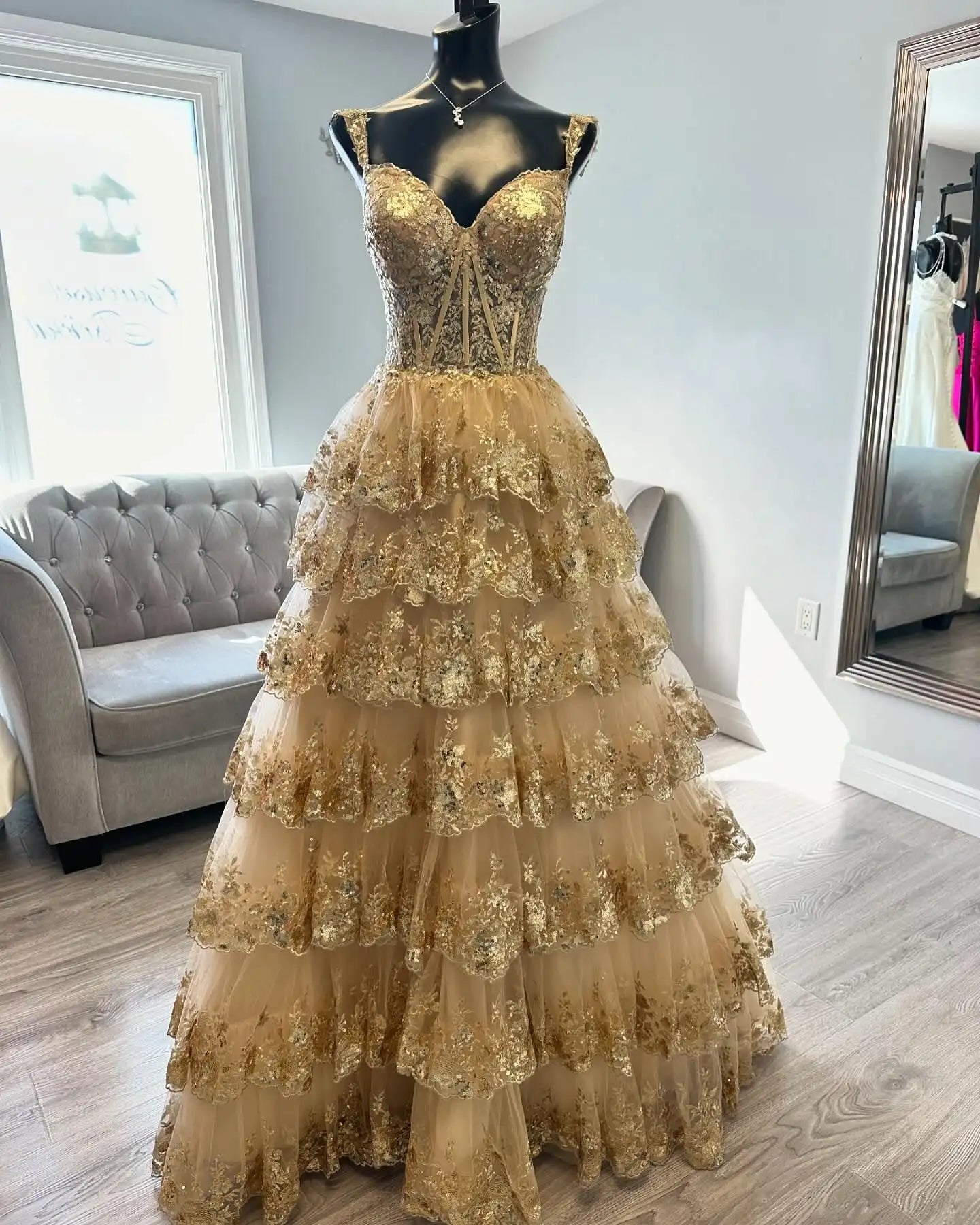 Puffy Off-Shoulder Evening Dress | Layered Tulle Sweetheart Prom Gown