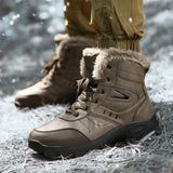 Herren Winterstiefel: Braun & Schwarz Wasserdichte Schneestiefel, Warmes Plüschfutter Rutschfeste Outdoor-Wanderschuhe