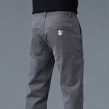 Korean Style Slim Fit Jeans | Men's Comfortable Gray Straight Leg Denim