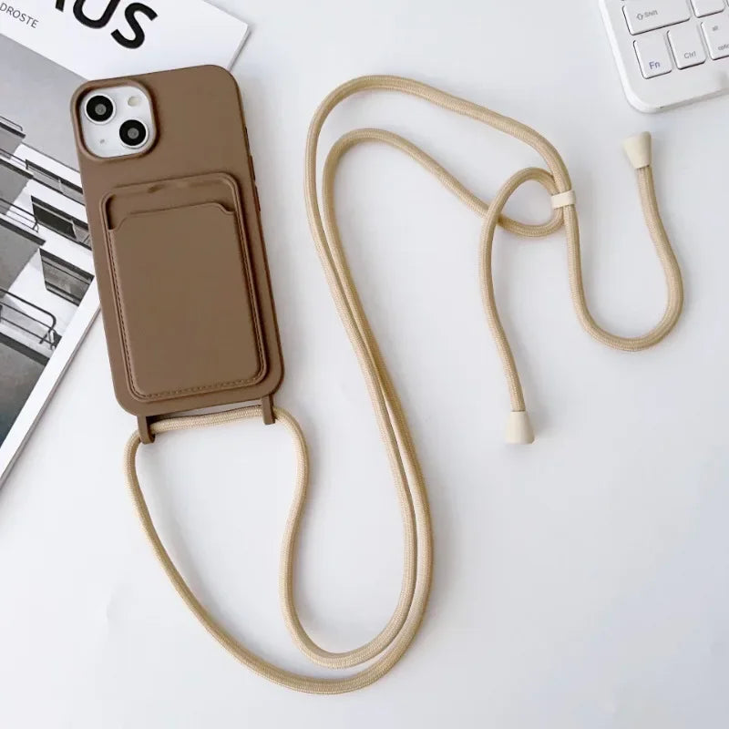 Crossbody Lanyard Card Holder Case for iPhone 17 Air 16 15 14 13 12 Pro Max