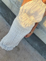 Damen-Maxikleid mit Schnürung am Rücken, rückenfrei, für den Urlaub, Strand, hohe Taille, einfarbig, elegant