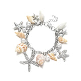 Seestern- und Muschel-Charm-Armband für Damen – Naturperle & Muschel-Sommerstrand-Schmuck