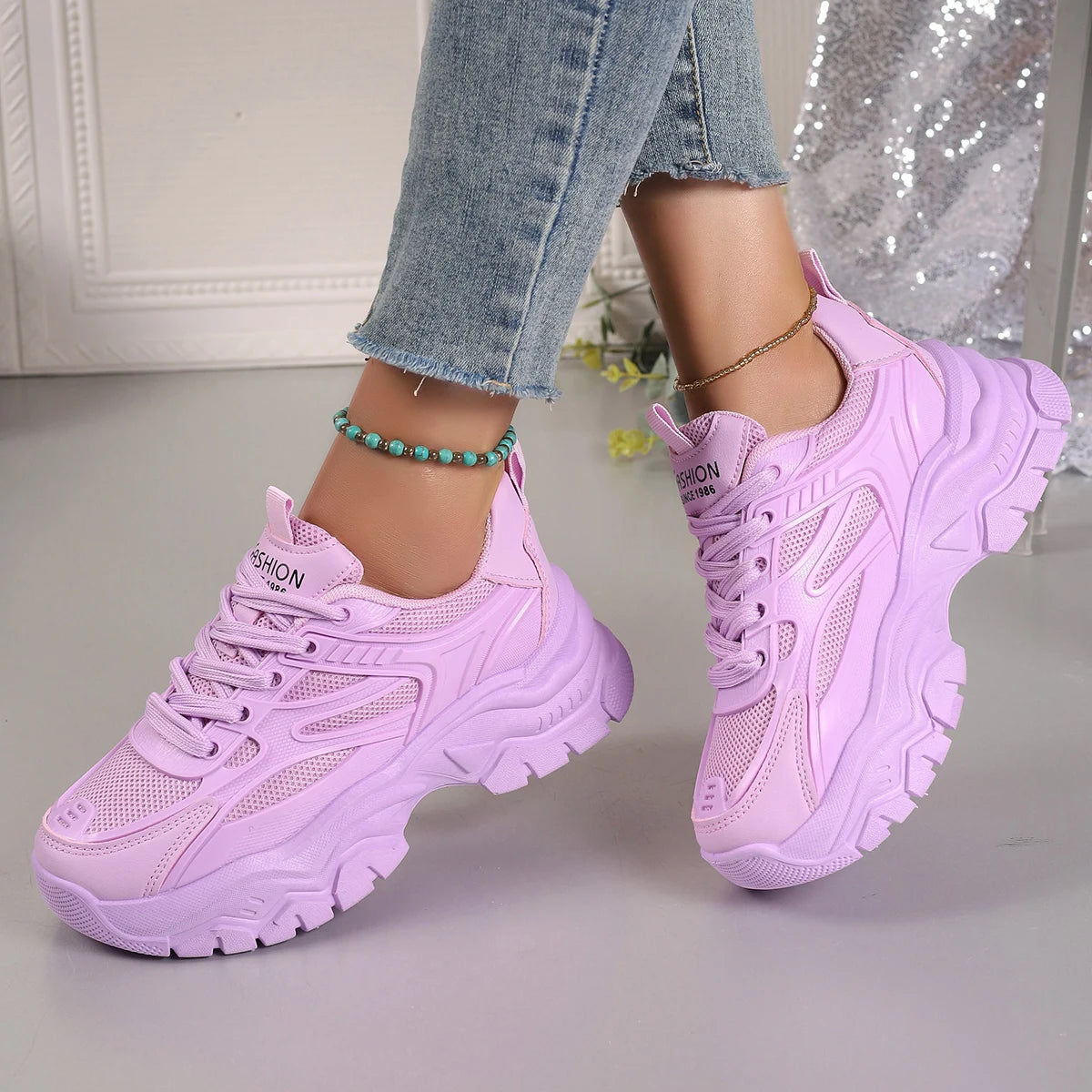 The Urban Designer Trainer: Women’s Chunky Platform Lightweight Sneakers