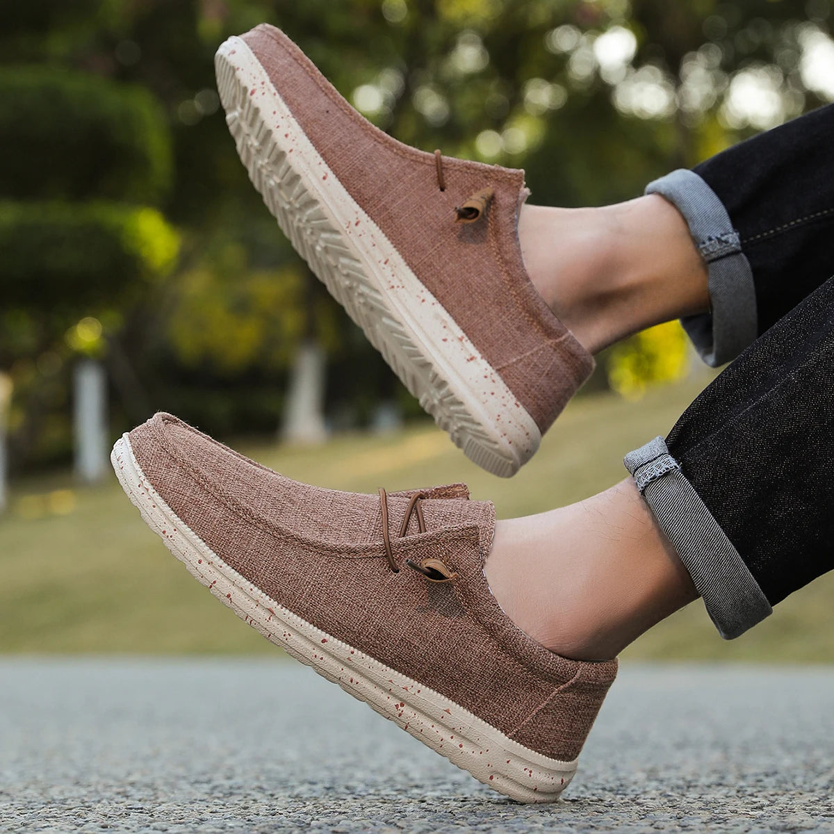 Men's Canvas Casual Shoes – Breathable Slip-On Loafers for Men