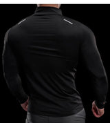 Herren Langarm-Stehkragen-Trainingsshirt mit halbem Reißverschluss