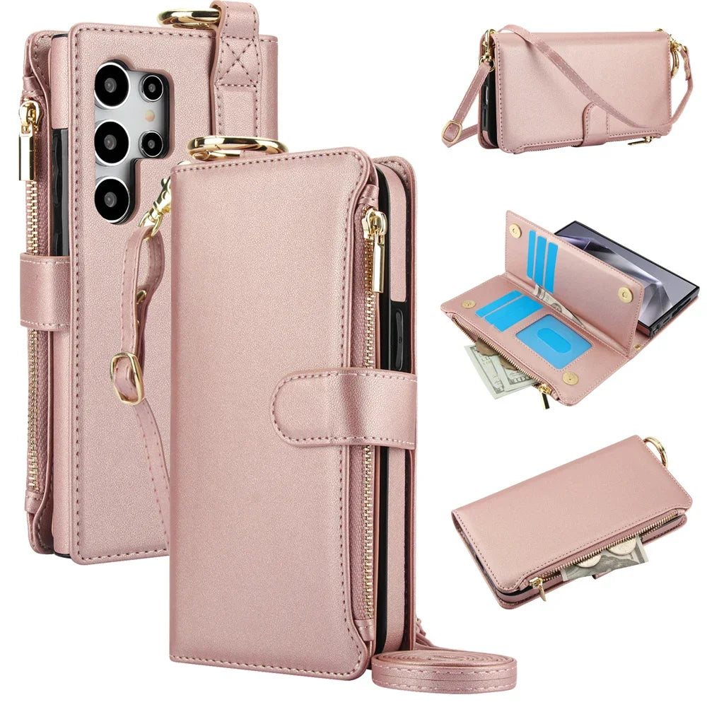 Crossbody Wallet Case with Lanyard for Samsung Galaxy S26 S25 S24 S23 Ultra