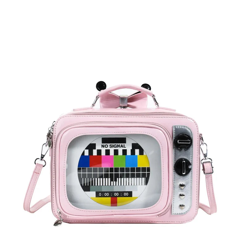 Lustige Retro-TV-Cartoon-Handtasche | Kreative transparente quadratische Tasche für Frauen