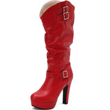 Women's Knee-High Elegant Long Winter Boots – 12cm Super High Block Heels
