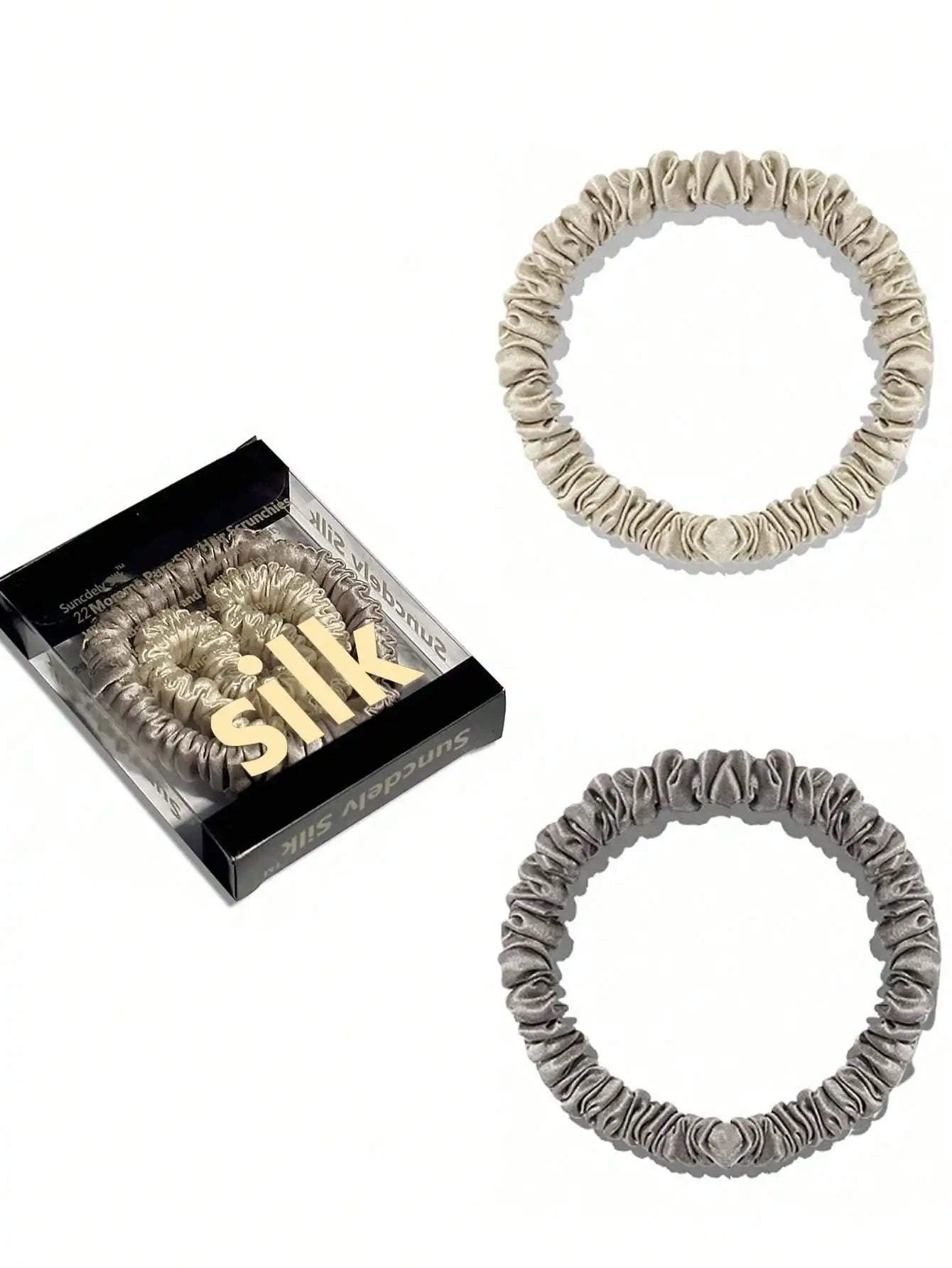 Das „Seidenfaden“-Slim-Set: Premium Skinny Scrunchies aus 100 % Maulbeerseide