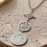 Dreifach-Schutz-Halskette für Frauen & Männer | Edelstahl Hexenknoten, Pentagramm & Tetragrammaton Anhänger