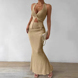 Sexy 2-teiliges Rock-Set – Sommerliches, geschnürtes Westentop & enger Maxirock