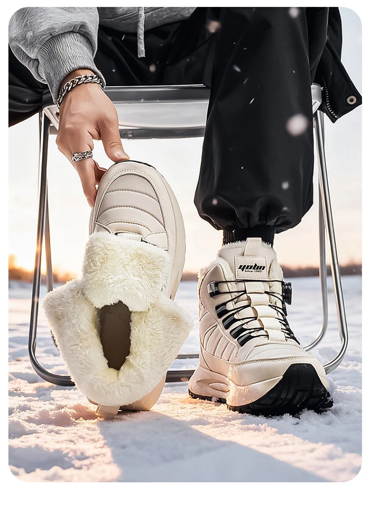 Herren Winterstiefel - Wasserdichte Schneestiefel für Herren - Rutschfeste Outdoor-Wanderschuhe